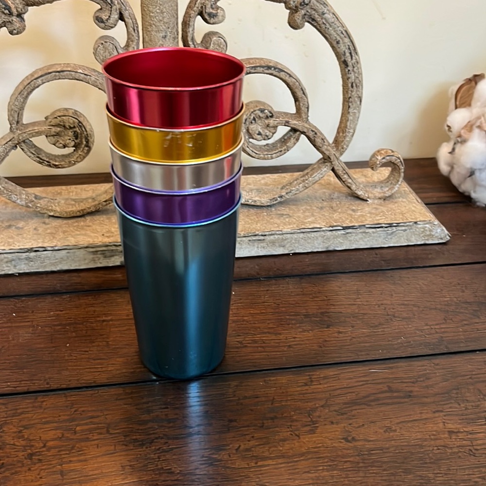 Bascal aluminum glass set vintage